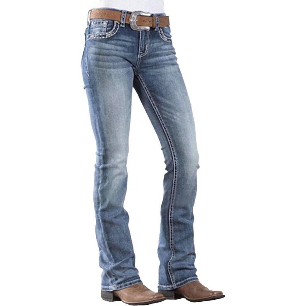 Women's Mid Rise Bootcut Jeans Stretchy Denim Pants Casual Flare Fit
